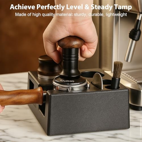 Espresso Tamping Station - 7 in 1 Espresso Coffee Organizer Box Fits for Storage 51/54/58MM Espresso Tamper, Distributor, Portafilter and Puck Screen Accessories, Plastic Tamp Station, Black - Image 4