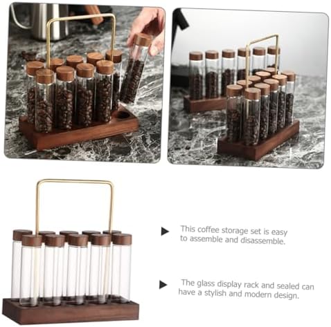 1set Coffee Storage Tubes with Stand Sealed Glass Jars for Coffee Beans Tea and Kitchen Seasonings Easy to Assemble Display for Home and Restaurant Use - Image 2