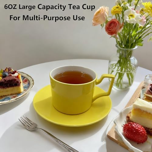 Yellow Tea Set with Teapot, Cups, Sugar & Creamer Set, Tea Party - Image 4