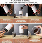 Portable Electric Burr Coffee Grinder Multi Adjustable Settings Rechargeable Coffee Bean Grinder with Conical Ceramic Burr, for Travel, Camping (WHITE) - Image 5