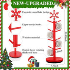 DoubleFill Christmas Tree Coffee Mug Holder 8 Hooks Snowflake Mug Holder for Countertop Snowflake Cup Rack Wood Christmas Tree Display for Kitchen Coffee Accessories - Image 6