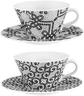 Vista Alegre Porcelain Portuguese Cobblestone Tea Cups & Saucers Set of 2 by Unknown