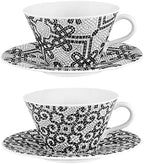 Vista Alegre Porcelain Portuguese Cobblestone Tea Cups & Saucers Set of 2 by Unknown