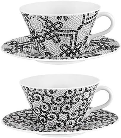 Vista Alegre Porcelain Portuguese Cobblestone Tea Cups & Saucers Set of 2 by Unknown