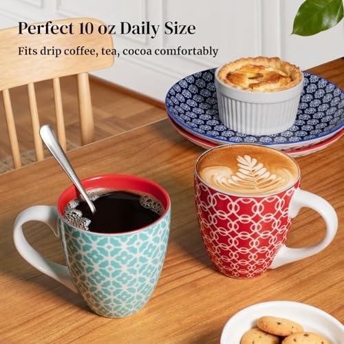 DOWAN Coffee Mugs Set of 6, 10 oz Porcelain Mugs, Cappuccino Cups, Ceramic Tea Cups with Handle for Men Women, Mug Gift Set, Housewarming Wedding Gift - Image 3