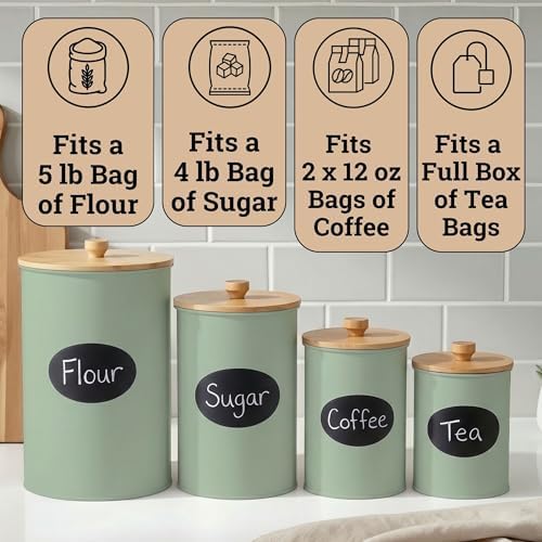 Kitchen Canisters for Countertop Set of 4 w/ Chalkboard Labels & Marker Pen - Image 3
