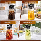 Glass Cold Brew Coffee Maker 1L/33oz - Borosilicate Glass Pitcher with Stainless Steel Filter, No Plastic Taste, Airtight Lid & Ergonomic Handle, Fits Fridge Door, Iced Coffee & Tea Maker - Image 7