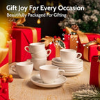 Sweese 4oz Porcelain Espresso Cups with Saucers, Set of 6 - Ideal for Espresso, Cappuccino, Latte, Tea - White - Image 6