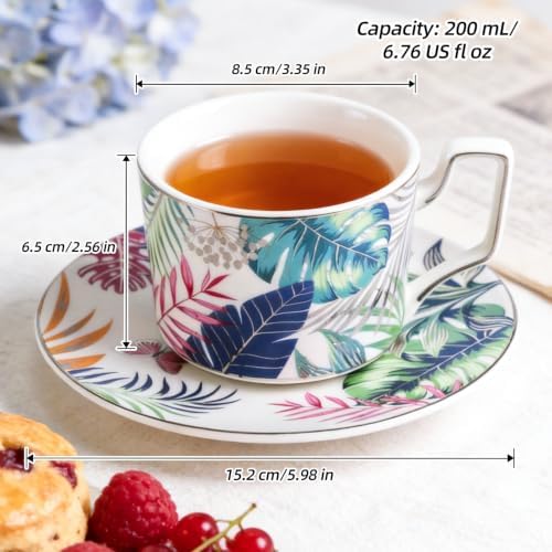 Porcelain Tea Set with Teapot, Teacups, Saucers and Spoons, NX049 - Image 2