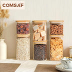 ComSaf Glass Pantry Storage Containers (0.7Qt/1.2Qt/1.6Qt) Set of 6, Square - Image 5
