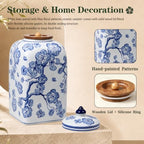 12.5" H Ceramic Kitchen Canisters for Countertop, Tea & Coffee Bean Storage Canister with Airtight Lid, Blue and White Chinoiserie Decor Ginger Jar for Home Decor, 155 fl oz - Plum Blossom - Image 3