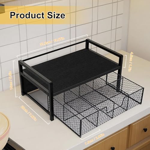 Tea Bag Organizer Wood Tea Organizer with 8 Compartments Storage Chests Tea Station Chest Display Container Box for Countertop Kitchen - Image 2