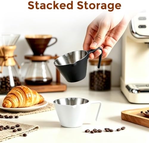 4 Pc Stainless Steel Espresso Shot Cups, 3.4oz/100ml, Black - Image 3
