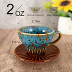 2 oz Espresso Cups with Saucers Set of 6, Ceramic Tea Cup for Latte, Coffee - Image 2