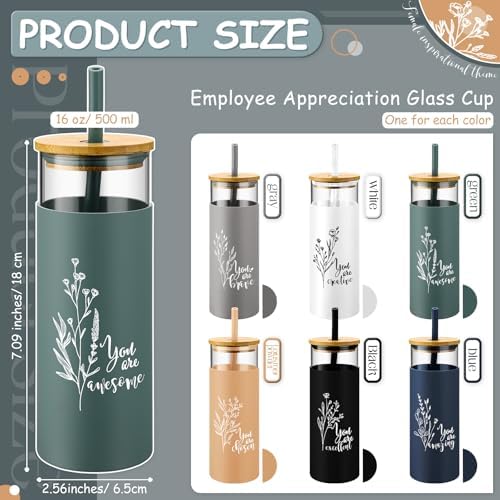 Jingmore 6 Pcs 16oz Glass Cups with Straw and Lid Bulk, You Are - Image 2