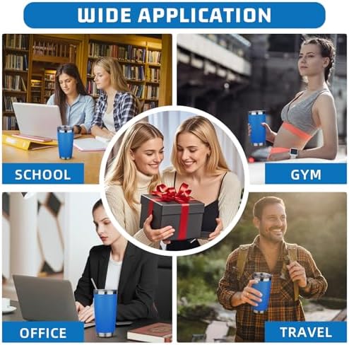 20 oz Tumbler with Lids and Straws, Stainless Steel Insulated Travel Coffee Mug, Double Wall Vacuum Insulated Tumblers, Powder Coated Coffee Tumbler for Cold & Hot Drinks (Sea Blue, 4 Pack) - Image 7