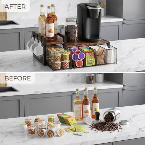 Coffee Station Organizer for Countertop, Coffee Bar Holder for Pods Tea Bag - Image 6