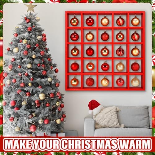Cinnvoice Christmas Ornament Displays Rack, Red, 25 Compartment - Image 5