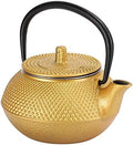 Cast Iron Tea Pot, 300ml Japanese Tetsubin with Infuser, Golden Loose Leaf Tea Pot for Home, Tea House by Buachois