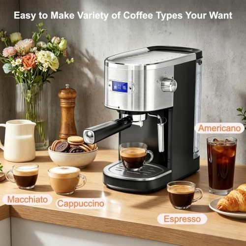 Kismile 20 Bar Stainless Steel Espresso Machine with Steam Milk Frother - Image 5