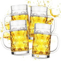 20oz Large Heavy e Glass Beer Mugs for Freezer Set of 4 with Handle, Large Glass Beer Stein, Beer Cup Mug for Water, Drinks, Lead-Free Glasses for Men in Pub, Home by ZHENGYAOYANG