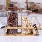 KKC Glass Tea Canisters for Loose Leaf Tea with Scoop,Sealed Glass Containers with Spoon for Matcha,Ground Coffee,Beans,Sugar,Nuts,Loose Tea Storage Jars with Airtight Wooden Lids,39 Fluid-oz - Image 4