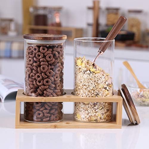 KKC Glass Tea Canisters for Loose Leaf Tea with Scoop,Sealed Glass Containers with Spoon for Matcha,Ground Coffee,Beans,Sugar,Nuts,Loose Tea Storage Jars with Airtight Wooden Lids,39 Fluid-oz - Image 4