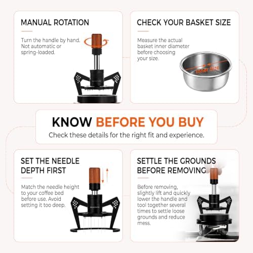 IKAPE Mantis WDT Distribution Tool with Clean Brush, 58mm Espresso Stirrer Distribution Tool for Barista, 10 Needle Espresso Stirrer with Dosing Funnel&Stand, Adjustable Needle Height, Walnut Handle - Image 2
