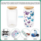 Joyclub Sublimation Glass Cups 8 Pack 16 oz Clear with Bamboo Lids - Image 4