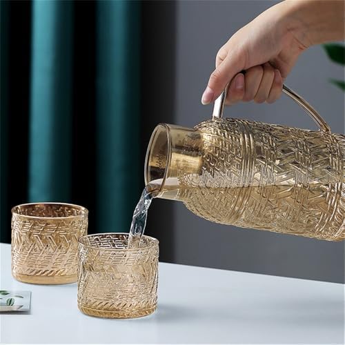 Water Pitcher 1.1L Glass Water Jug with Lid Retro Cold Water Pitcher Household Resistant High Temperature Tea Kettle for Cold/Hot Water, Iced Tea Water Jug(Clear) - Image 5