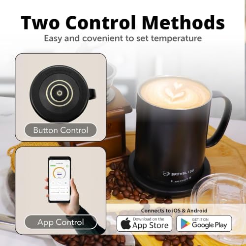 Brewbliss Temperature Control Smart Mug, 14 Oz, App-Controlled & Self-Heating Coffee Mug with 90 Min Battery Life, 1°F Precise Temperature Control Mug Warmer, Gift for Christmas & Birthdays - Black - Image 3