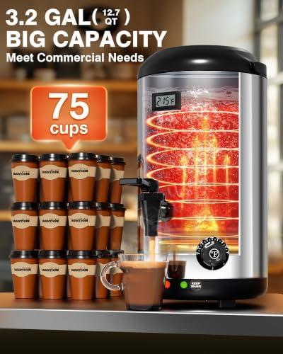 WantJoin Insulated Beverage Dispenser Stainless Steel Silver 3.2Gal-Heating - Image 4