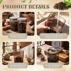 Suclain 2 Pack 60oz Airtight Coffee Canisters Light Blocking Tea Storage Containers with Scoop, Airtight Food Jars for Loose Leaf Tea, Sugar, Formula, Coffee Bean, with Chalk Marker & 8 Stickers - Image 4