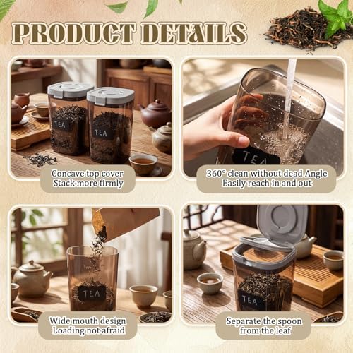 Suclain 2 Pack 60oz Airtight Coffee Canisters Light Blocking Tea Storage Containers with Scoop, Airtight Food Jars for Loose Leaf Tea, Sugar, Formula, Coffee Bean, with Chalk Marker & 8 Stickers - Image 4
