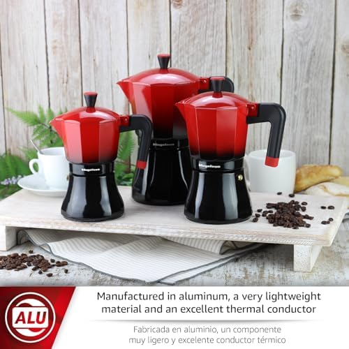 Magefesa Tradicional 6-Cup Stovetop Espresso Maker – Italian Moka Pot – Induction Compatible – Stainless Steel & Aluminum – Cool-Touch Handle – Eco-Friendly Coffee Brewer - Image 2