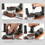 8 PCS Espresso Accessories Kit, 51mm Spring Loaded Espresso Tamper Kit with Wood Espresso Tamping Station, WDT, Stainless Steel Distributor, Dosing Funnel, 2 Puck Screen, Brush (51mm) - Image 4