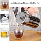 French Press Coffee Maker 350ml/ 600ml/1000ml Stainless Steel Coffee Press With 3 Filters System Heat Resistant Thickness Borosilicate French Press Glass(/Black B,350ml) - Image 3