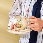 Tea Cups and Saucers Set of 2, 8 Oz (Colorful Floral) - Image 2