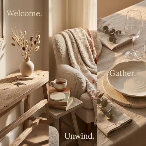 6 Pcs Marble Coasters Set, 3.9 in Round Natural Beige Stone Drink Coasters with Cork Base, 0.5 in Thick Cup Mats for Home, Office, Kitchen, Coffee Table Decor - Image 4