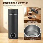 Travel Kettle,Portable Electric Kettle,Small Hot Water Boiler with 6 Temperature Settings,Mini Tea Coffee Kettle with 304 Stainless Steel and Fast Boiling Water and Boil Dry Protection,450ml (Grey) - Image 5