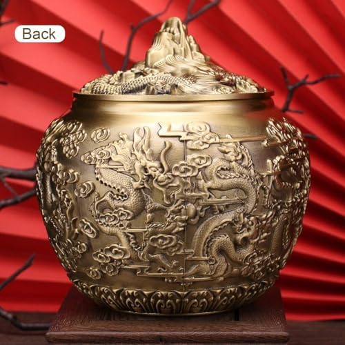Pure Copper Tea Jar, Vintage Chinese Style Tea Tin Canister with Lid, Traditional Embossed Storage Container for Loose Leaf Tea, Coffee, Candy, Spices - Image 5