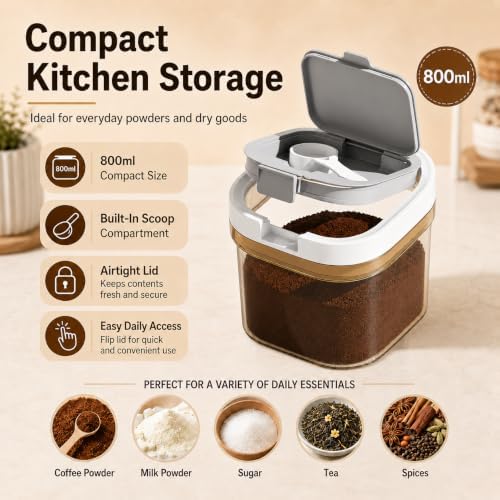 3 Pcs Airtight Coffee Canister Set, BPA-Free, 60.8 oz + 2 x 27 oz，Amber - Image 3