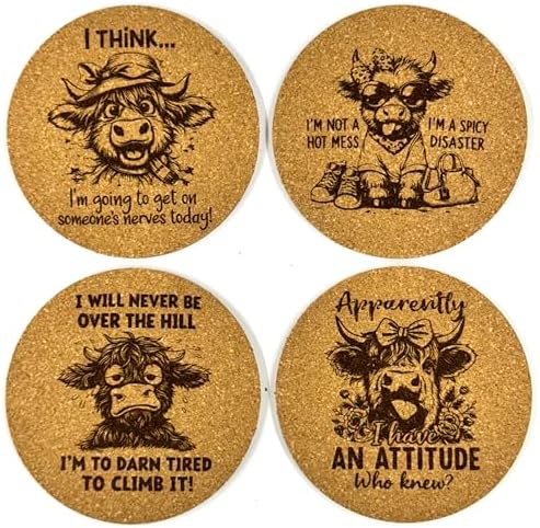Sarcastic Animals Cork Coaster Set – 20 Pack of Laser Engrave Drink Coasters with Funny Sayings for Home, Office, Parties - Image 5