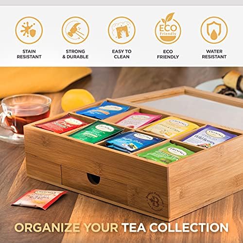 Personalized Tea Bag Organizer - Custom Engraved Bamboo Tea Box Organizer, 8-Compartment Tea Box with Magnetic Acrylic Lid, Mothers Day Gifts for Mom, Grandma Gift Wife Gift, Tea Lover Gift by Bambusi - Image 4