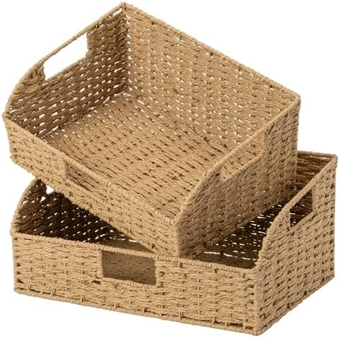 StorageWorks Pantry Basket for Organizing, Wicker Basket for Storage, 2Pack by StorageWorks