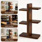 Wooden 3-Tier Countertop Coffee Mug Holder, Coffee Mug Display for Kitchen, Home & Café, Suitable for Storing Cups, Tea Cups & Small Items - Image 3