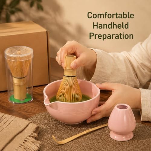 Ceramic Matcha Bowl Set with Bamboo Whisk, Complete 4-Piece Set in Box - Image 5