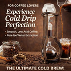Nispira Iced Coffee Cold Brew Drip Tower Coffee Maker, 6–8 Cup Manual Cold Brew Brewer with Adjustable Valve, Wooden Frame & Glassware, Slow Cold Extraction System - Image 4