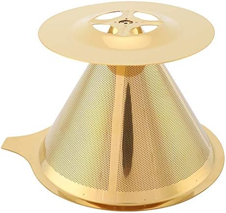 Pour Over Gold Coffee Filter, Stainless Steel Gold Pour Over Coffee Dripper Filter with Cup Stand and Handle, Paperless Reusable Stainless Steel Cone Coffee Maker - Image 5