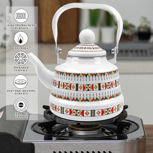 1.1L Arab style Vintage Tea Kettle,Enamel Teapot with Handle - Image 6